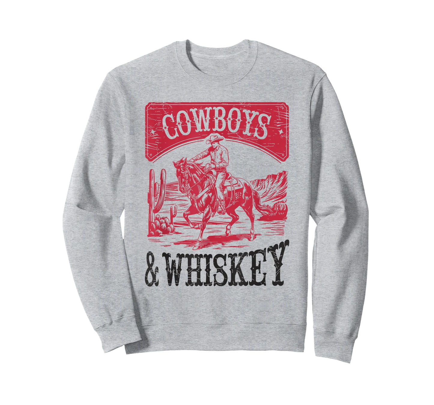 Cowboys & Whiskey, Vintage Bronc Rider Cowgirl T-Shirt