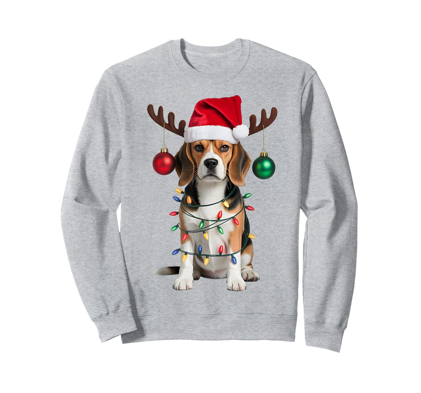 Santa Beagle Christmas Lights Funny Reindeer Dog Xmas Tree T-Shirt