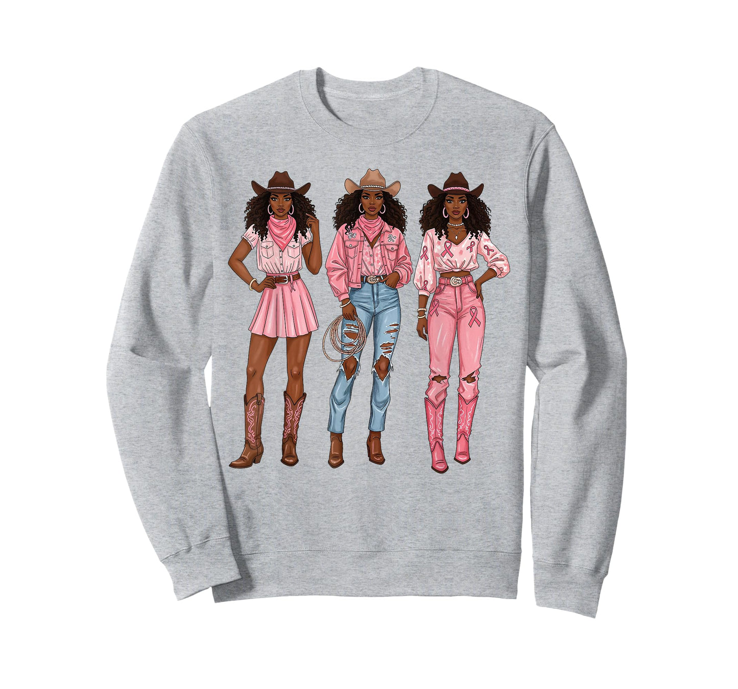 Black Cowgirl Breast Cancer Awareness Pink Ribbon Western T-Shirt