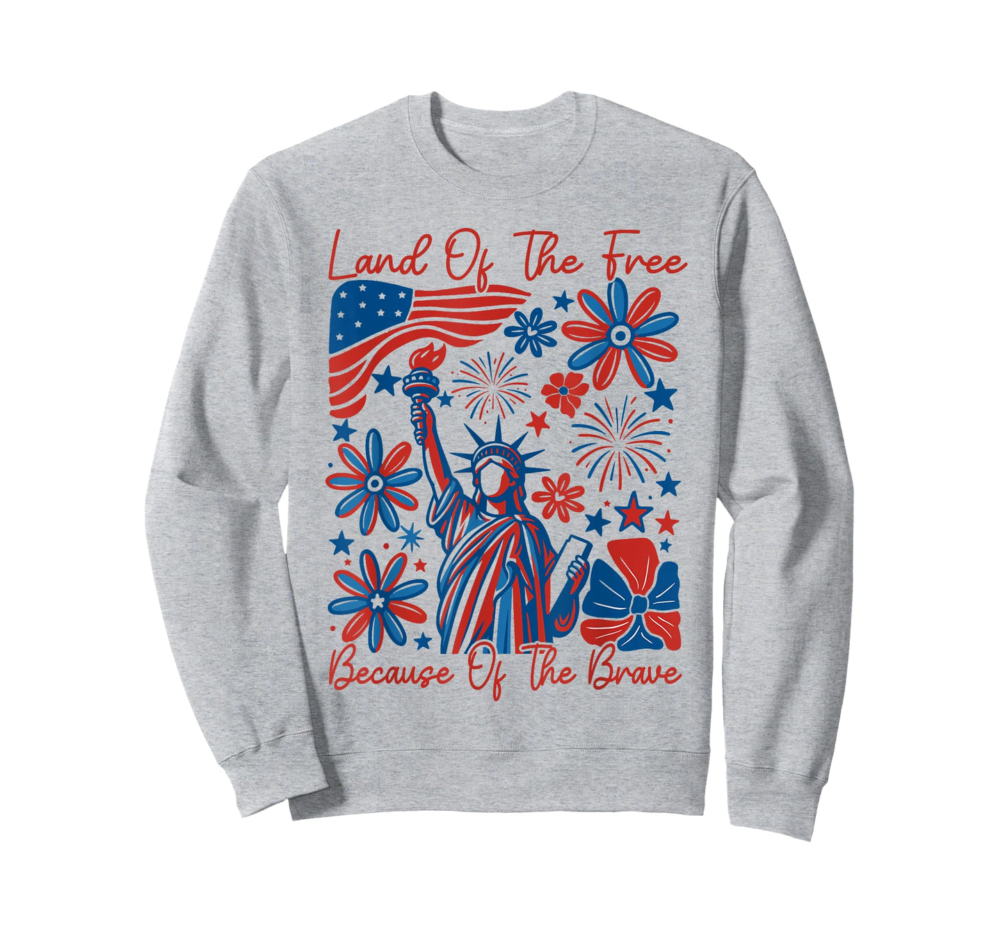Land Of The Free Because Of The Brave Floral 4th of July USA T-Shirt