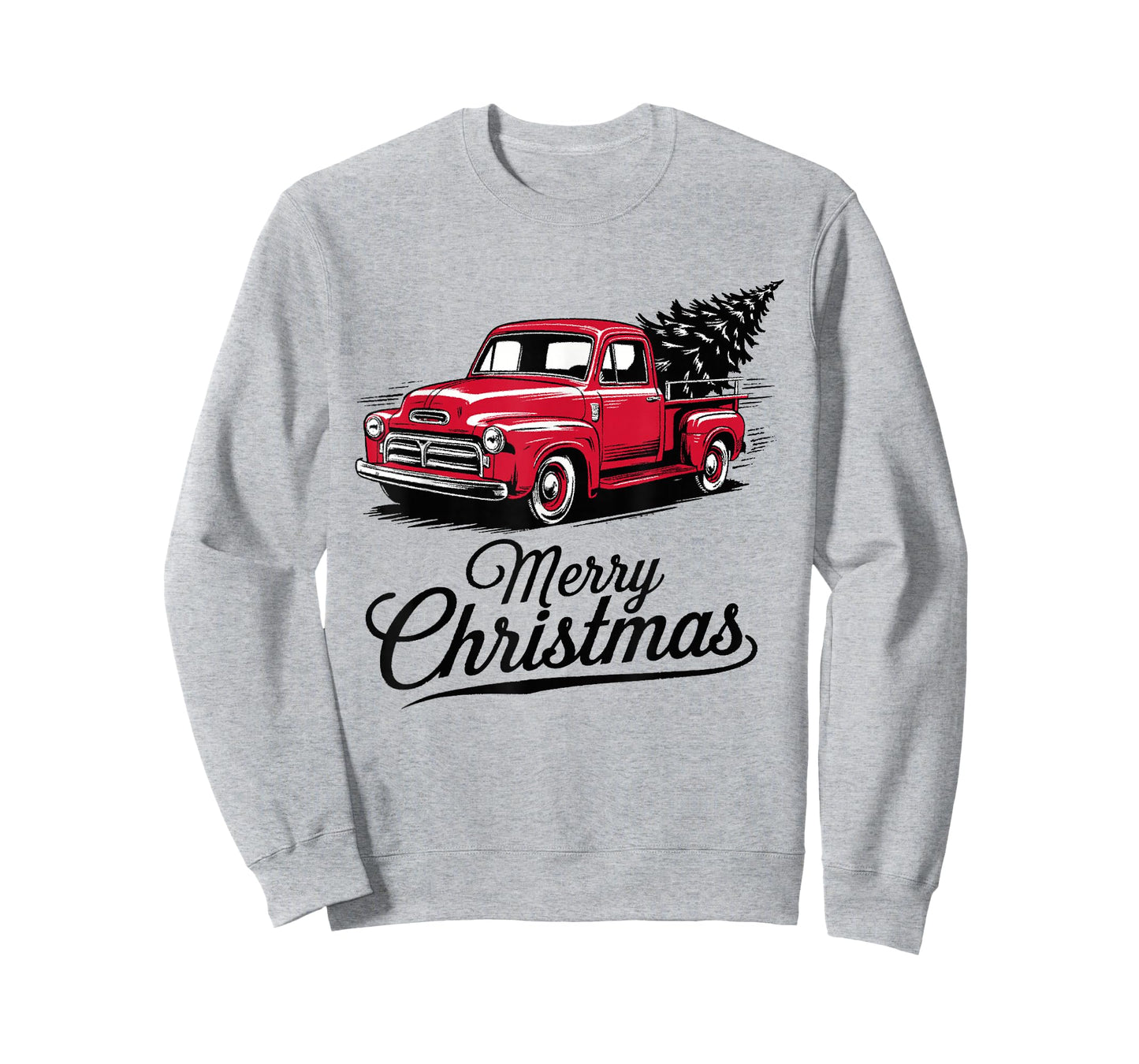 Red Pickup Truck Christmas Tree Vintage Christmas Men Women T-Shirt
