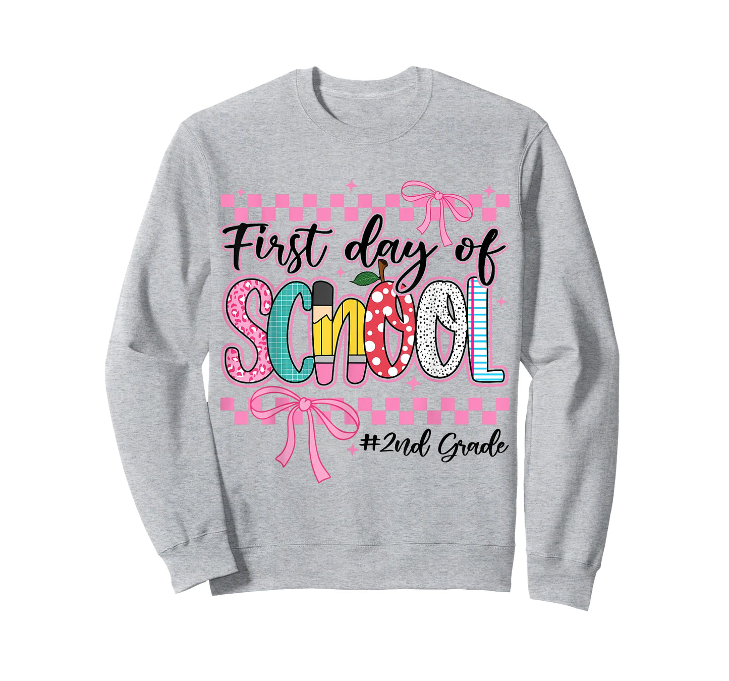 First Day of 2nd Grade Kids Girl Bow Back To School Retro. T-Shirt