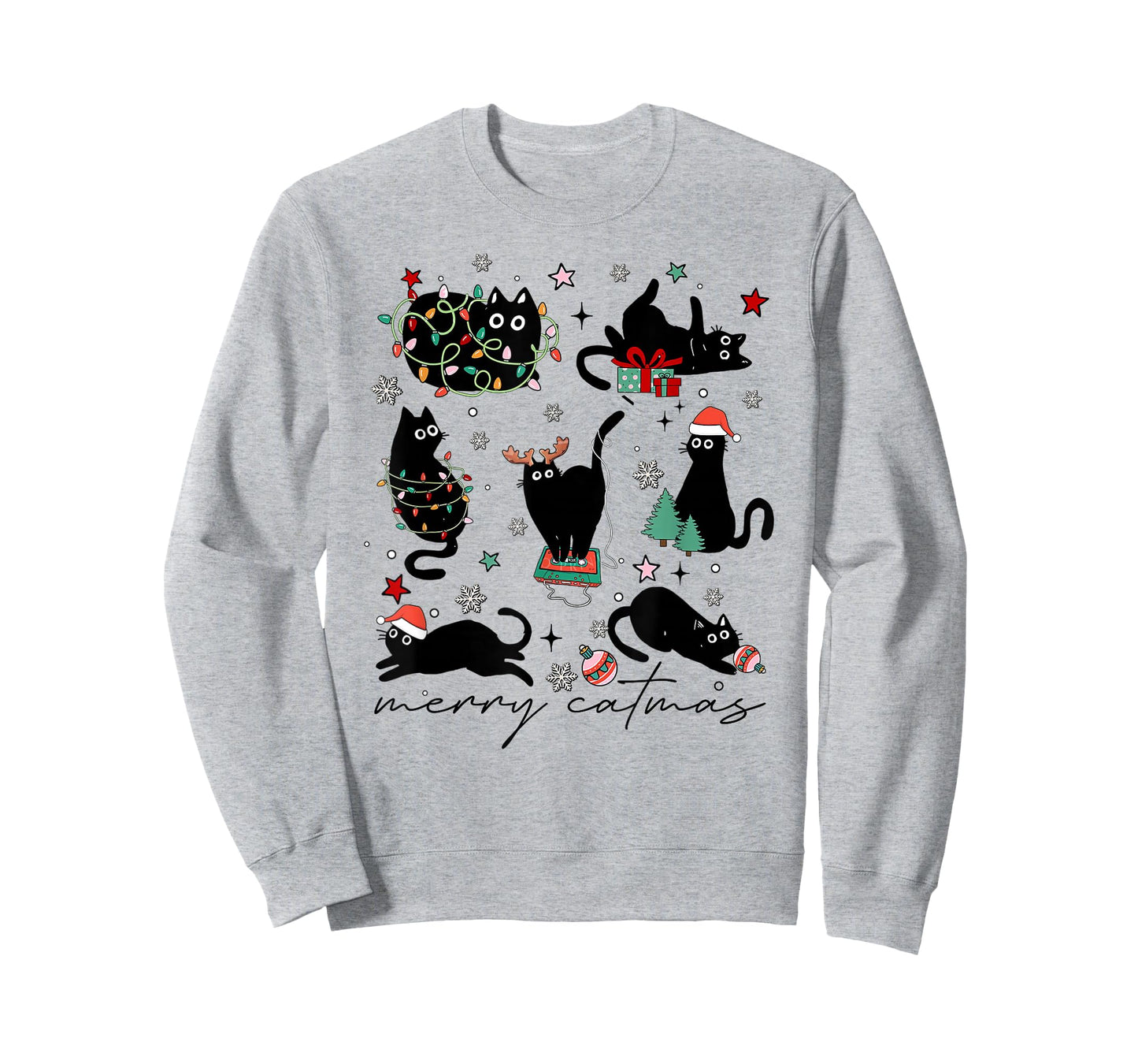 Meowy Catmas Cat Christmas Cute Kitten Cats Santa Hat Xmas T-Shirt