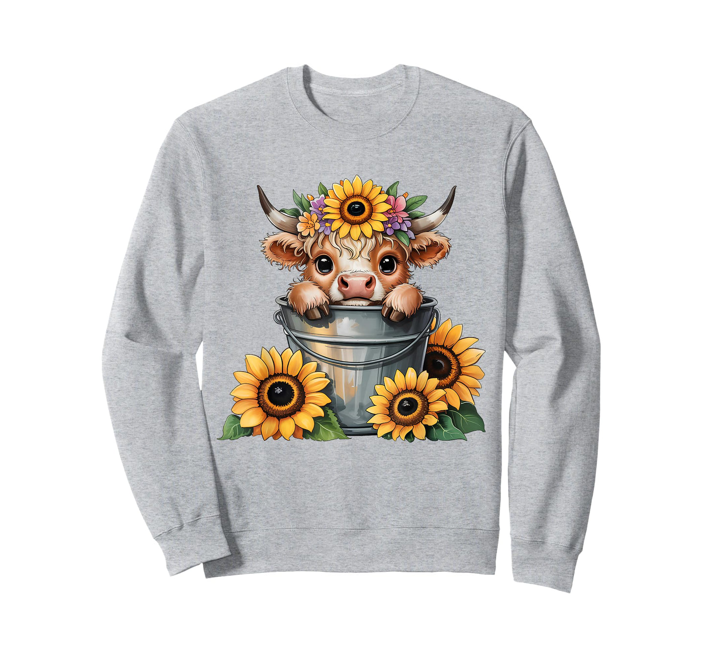 Scottish Highland Cow Sunflower Heifer Country Farmer Girls T-Shirt