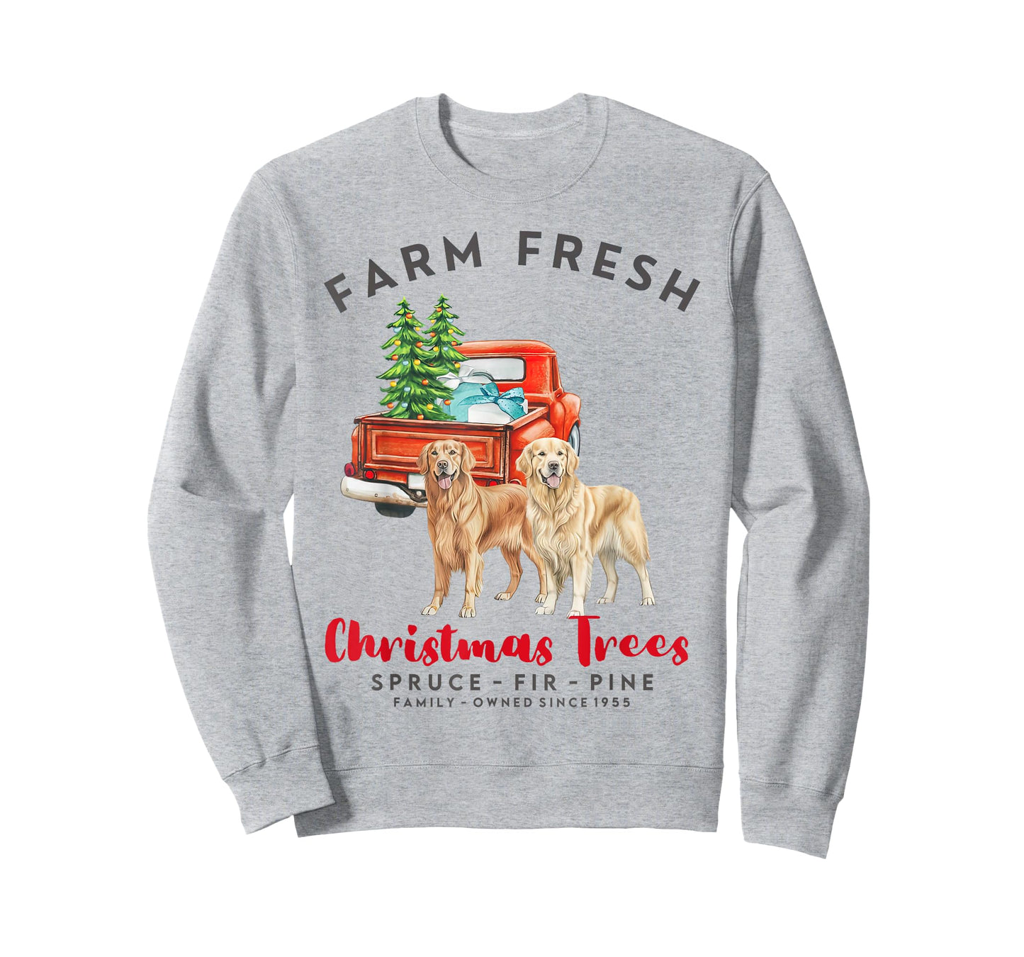 Golden Retriever Christmas Farm Fresh Christmas Trees T-Shirt
