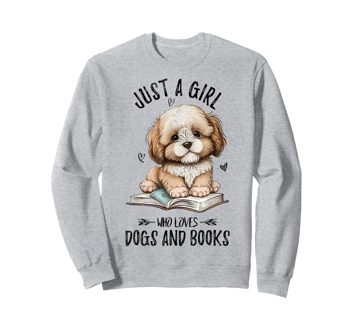 Just A Girl Who Loves Dogs and Books, Puppy Pet Art Lover T-Shirt