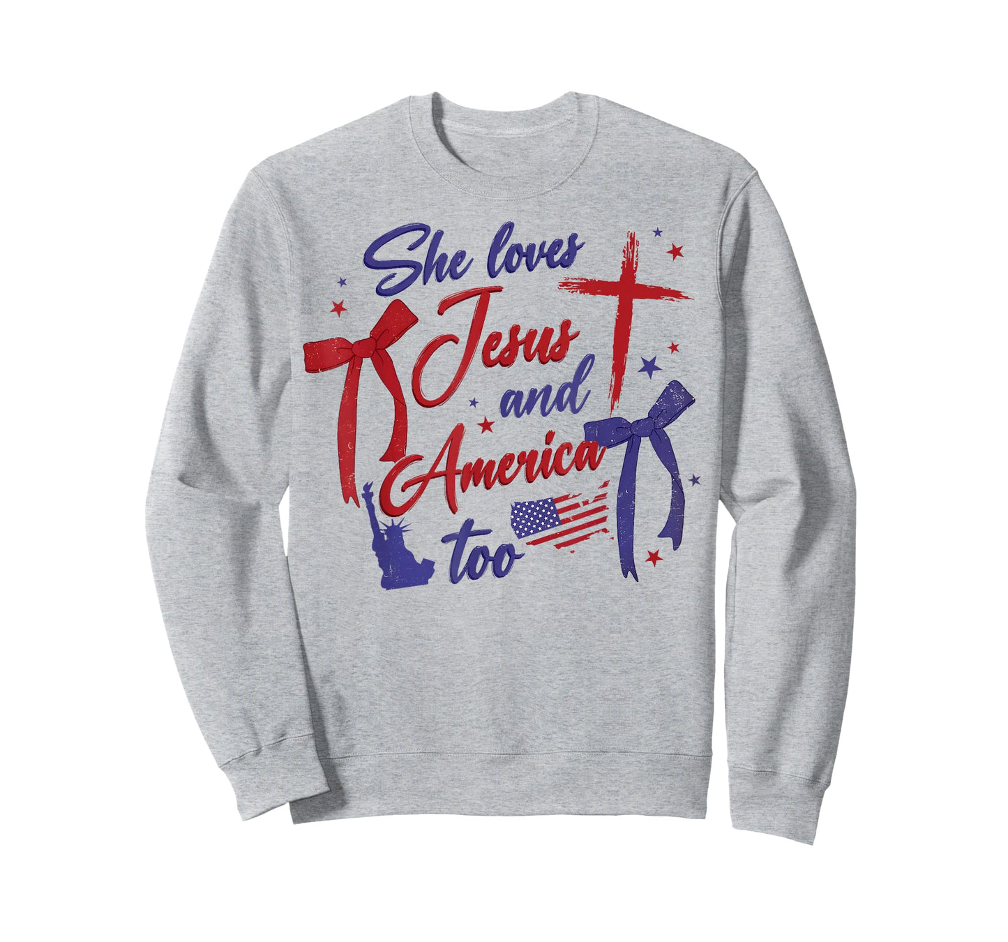 4th Of July She Loves Jesus And America Too Christian Faith T-Shirt