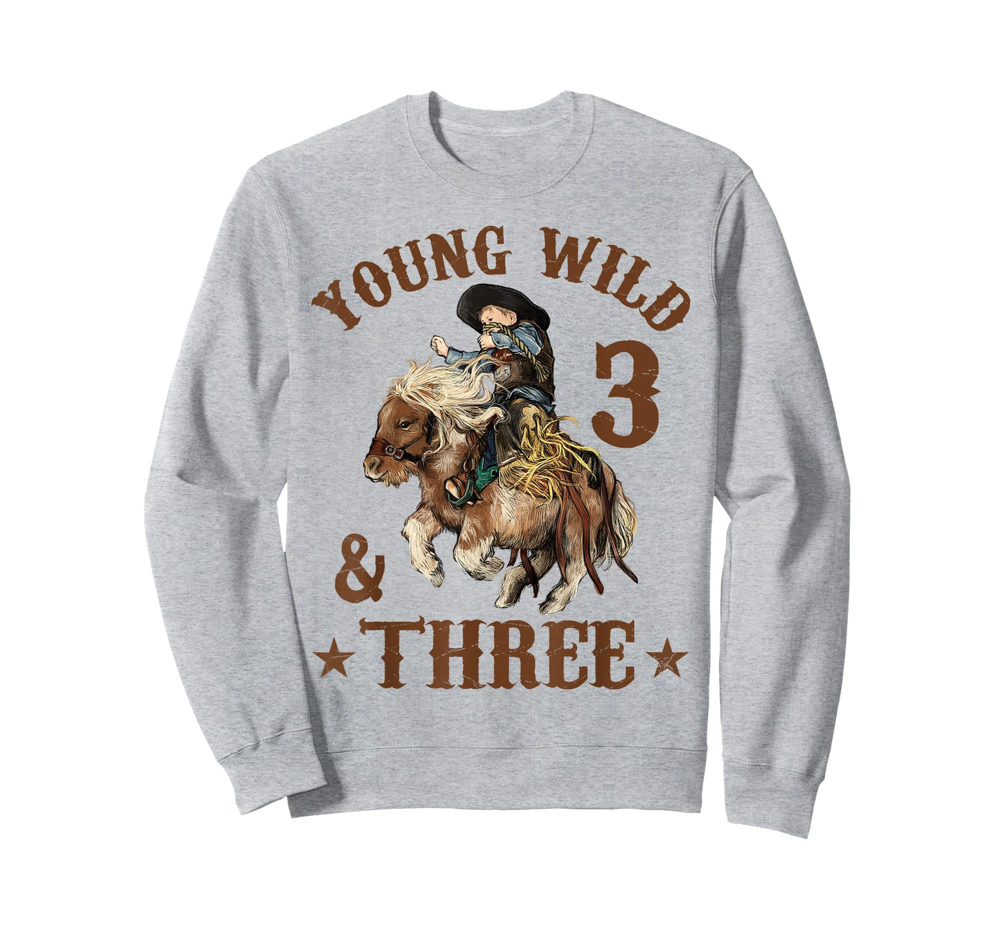 Young Wild and Three Cowboy 3rd Birthday Boy 3 Years Old T-Shirt