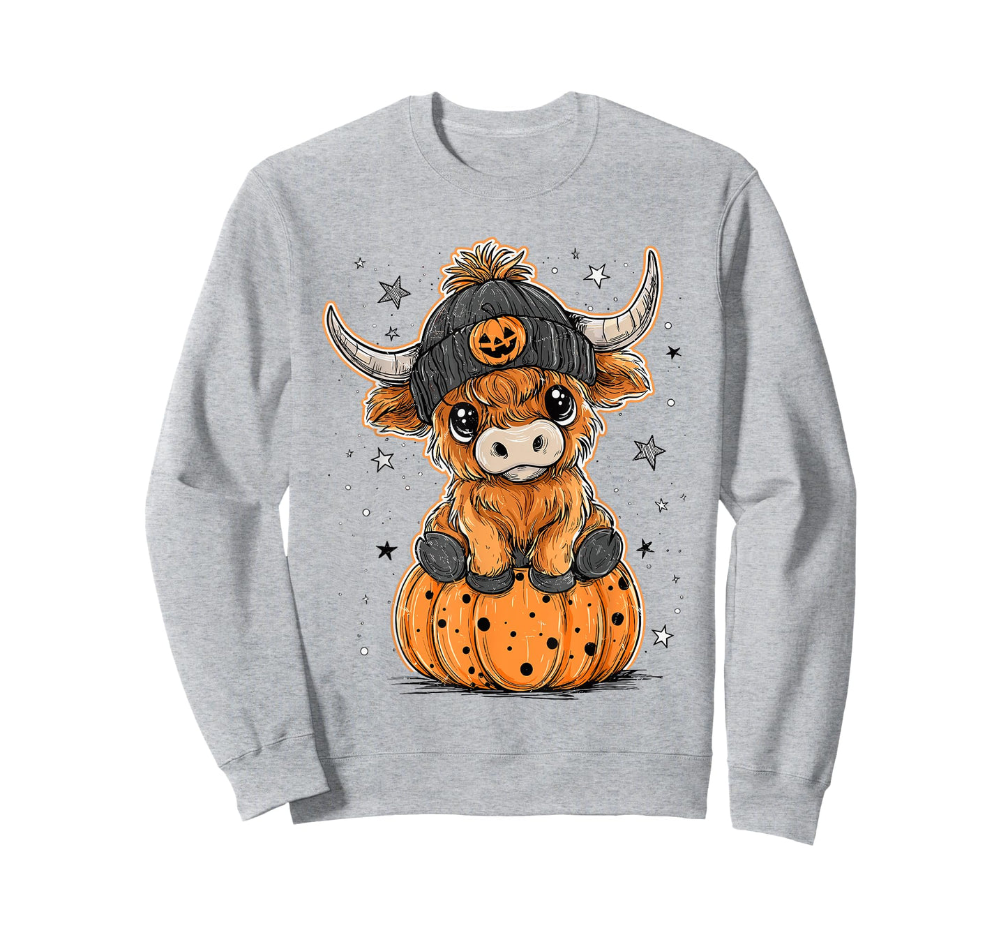 Cute Pumpkin Highland Cow Halloween Highland Cow Lover Farm T-Shirt