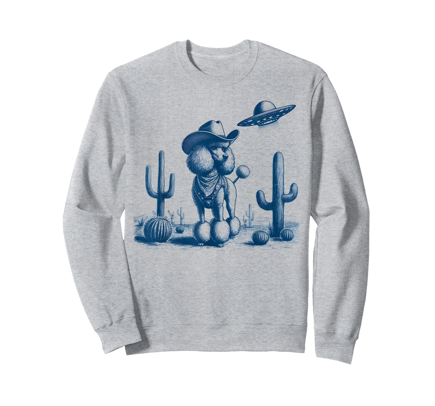 Funny Vintage Cowboy Poodle Dog UFO Desert Western Design T-Shirt