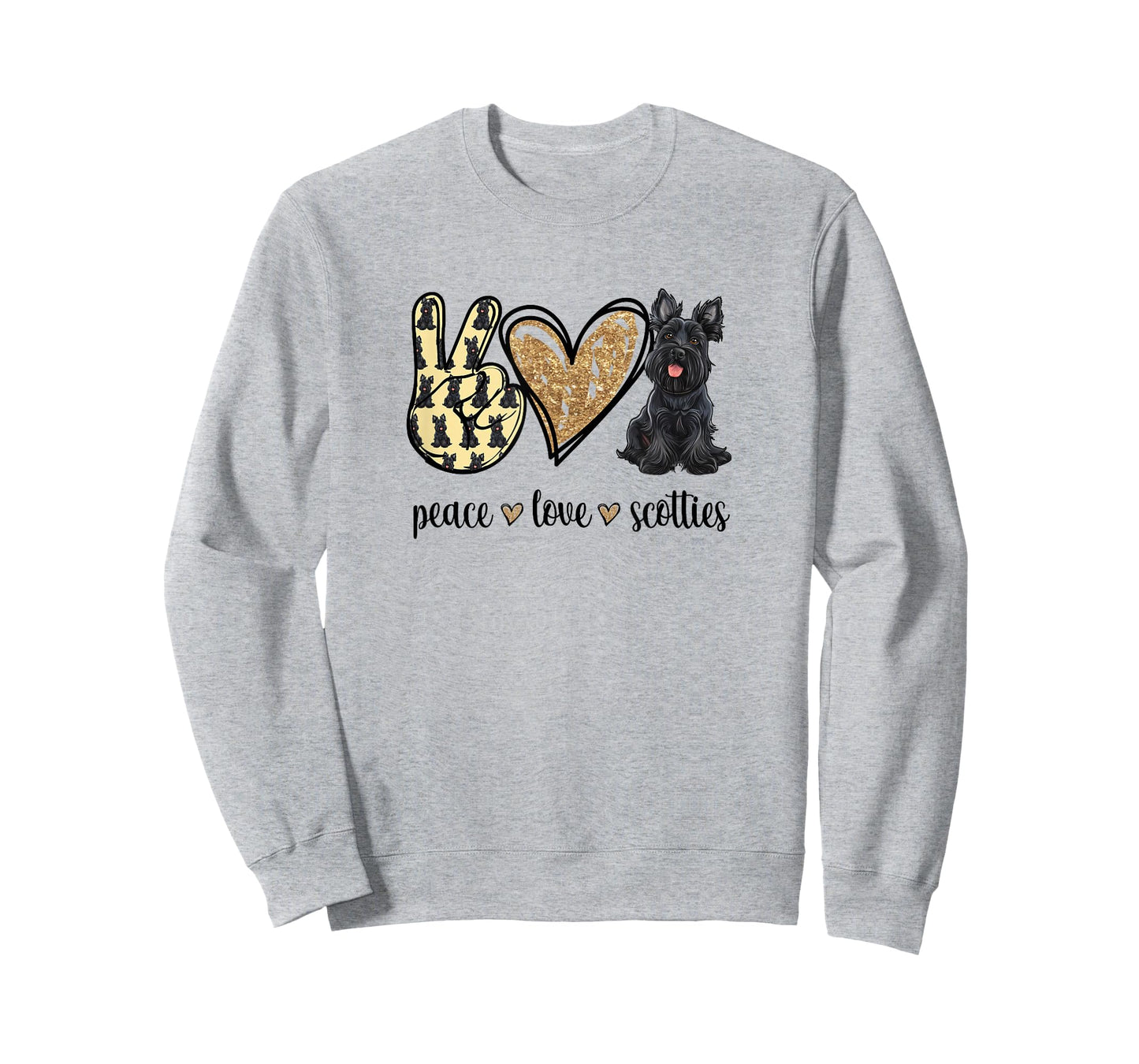 Funny Girls & Womens Cute Peace Love Scottish Terrier Lover T-Shirt