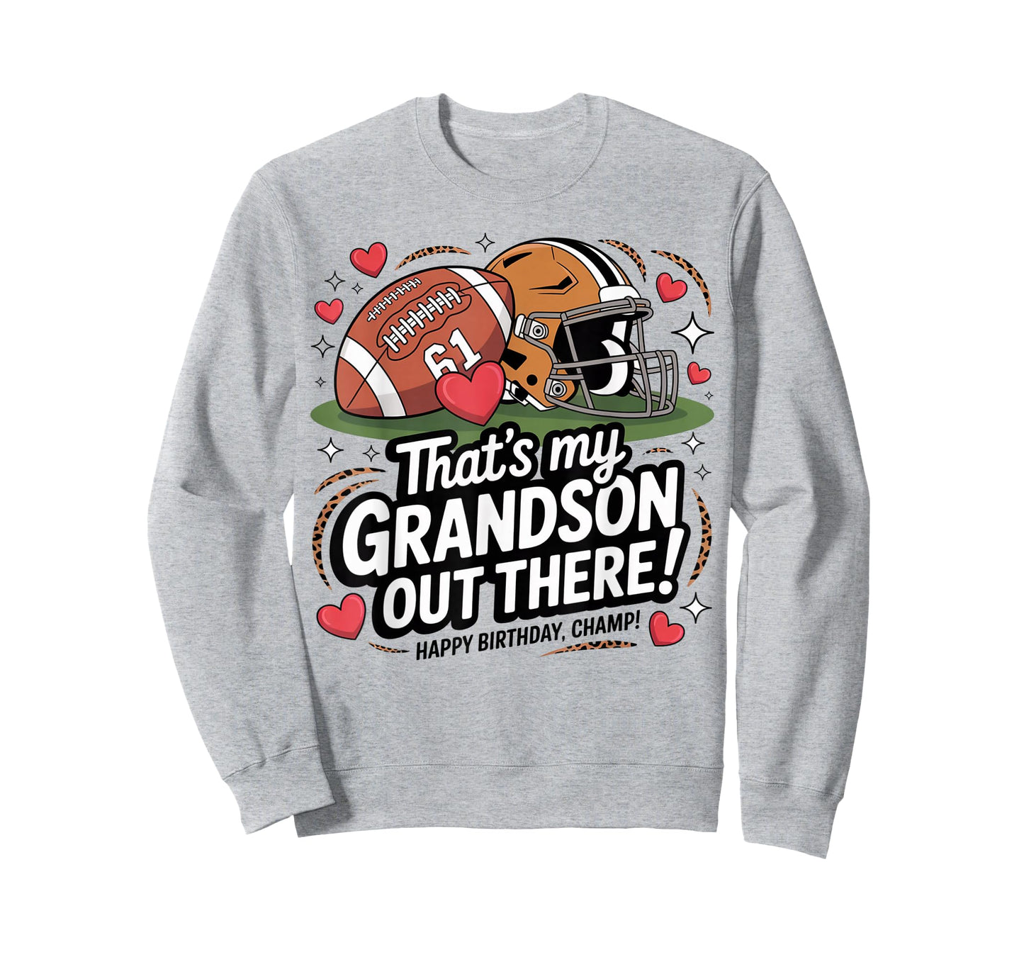 That's My Grandson Out There Football Number 61 Brown Helmet T-Shirt