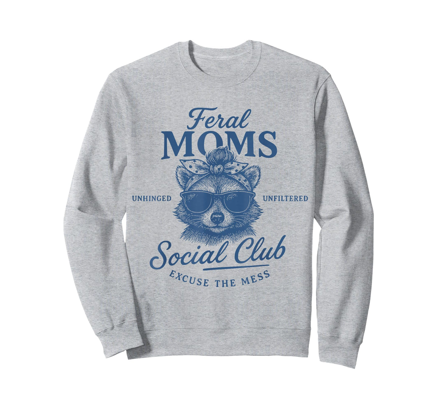 Feral Moms Social Club Retro Raccoon Trendy Funny Mom Life T-Shirt