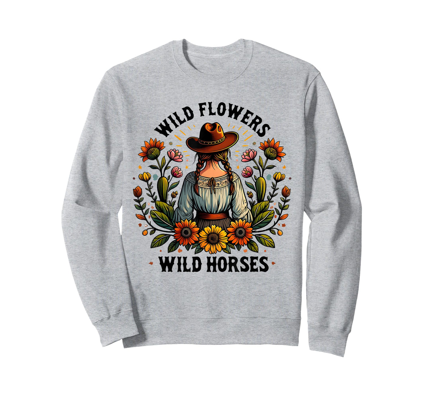 Western Riding Horse Wild Flowers Cowgirl Wild Horses T-Shirt