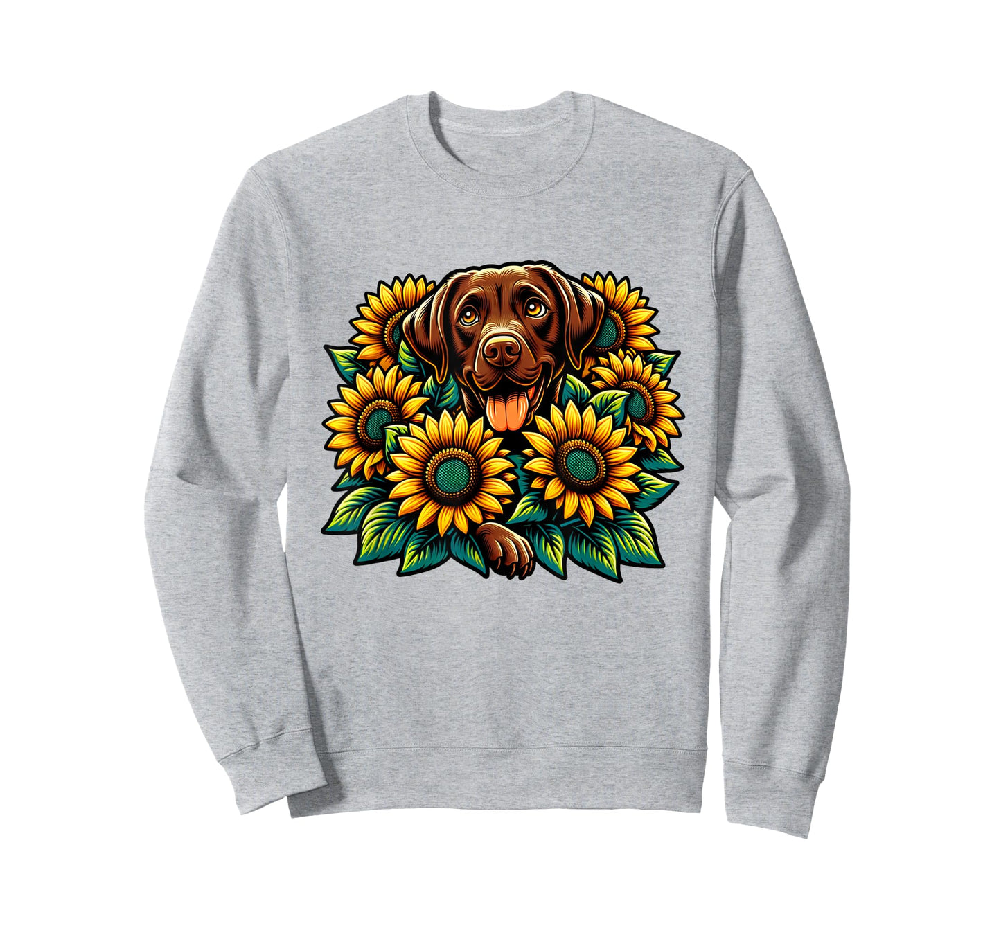 Happy Brown Labrador Retriever Chocolate Lab Mom Sunflower T-Shirt