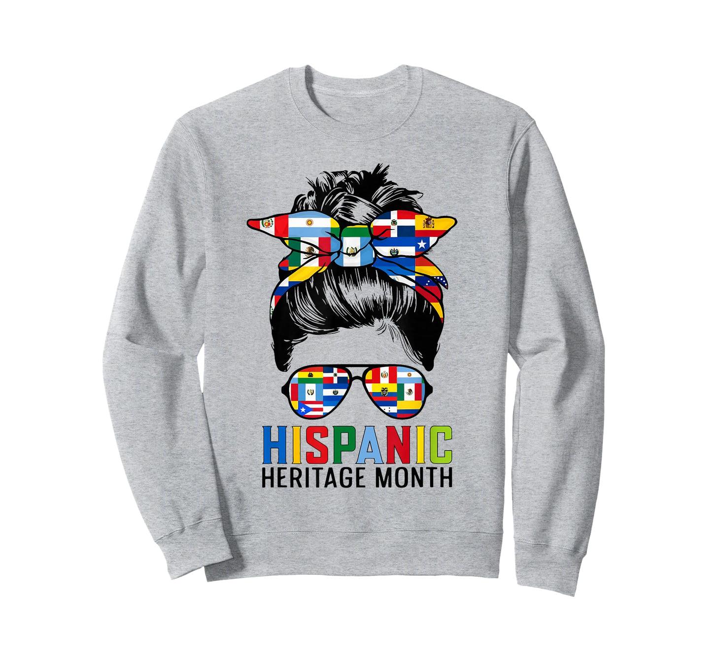 National Hispanic Heritage Month Messy Bun All Countries T-Shirt