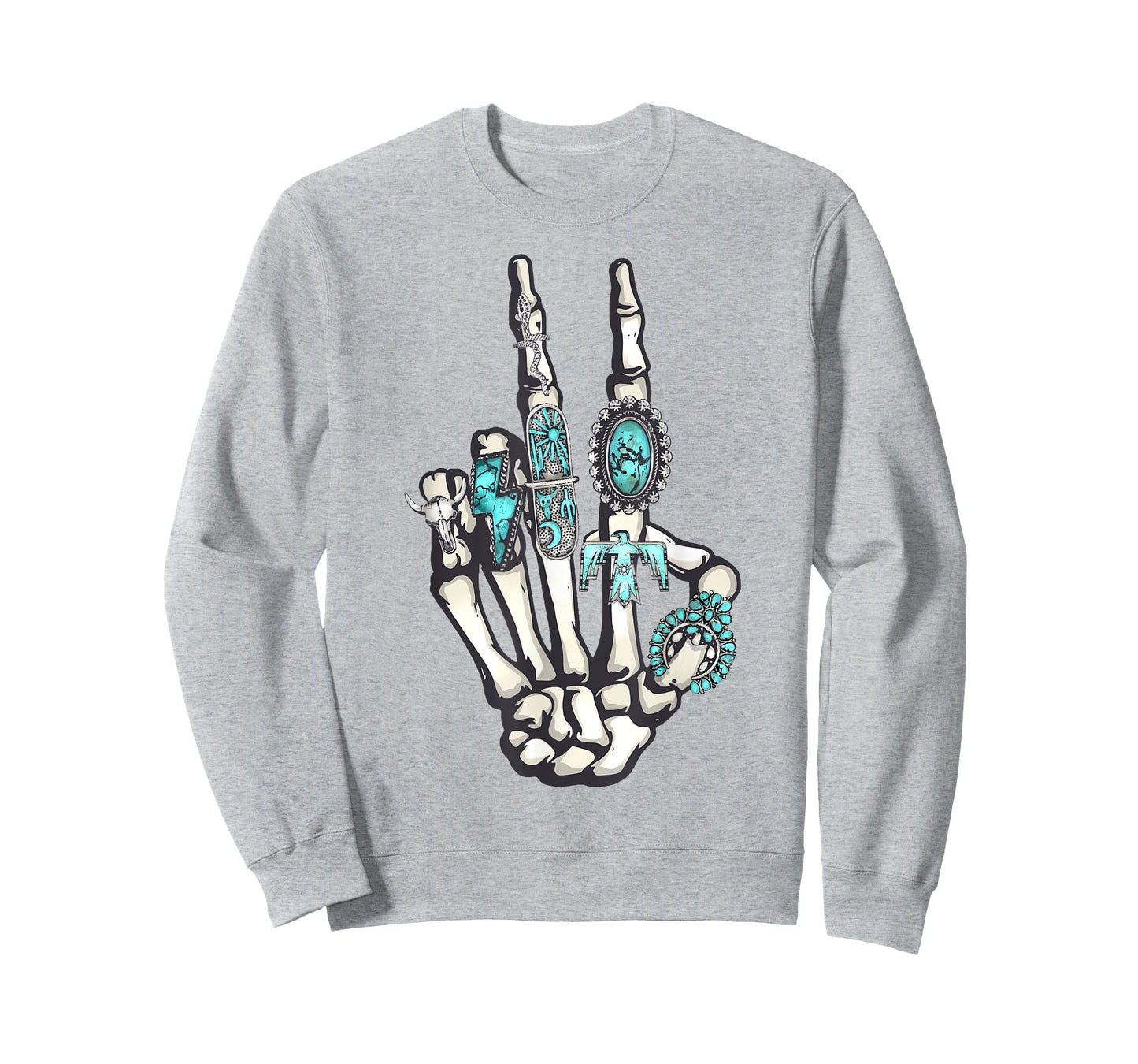 Western Turquoise Rings Skeleton Hands Cowgirl T-Shirt