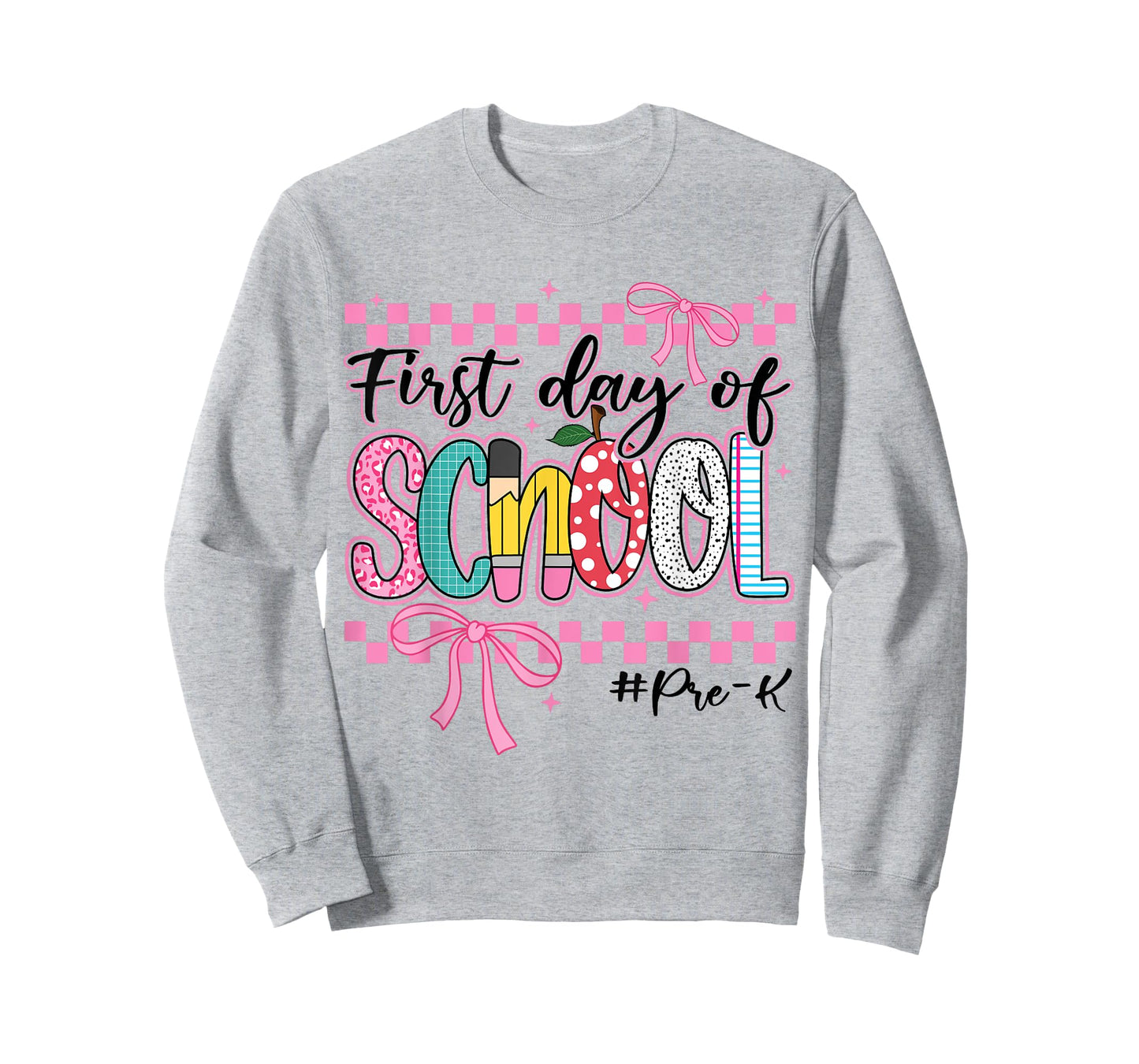 First Day of Pre-K Kids Girl Bow Back To School Retro Prek T-Shirt