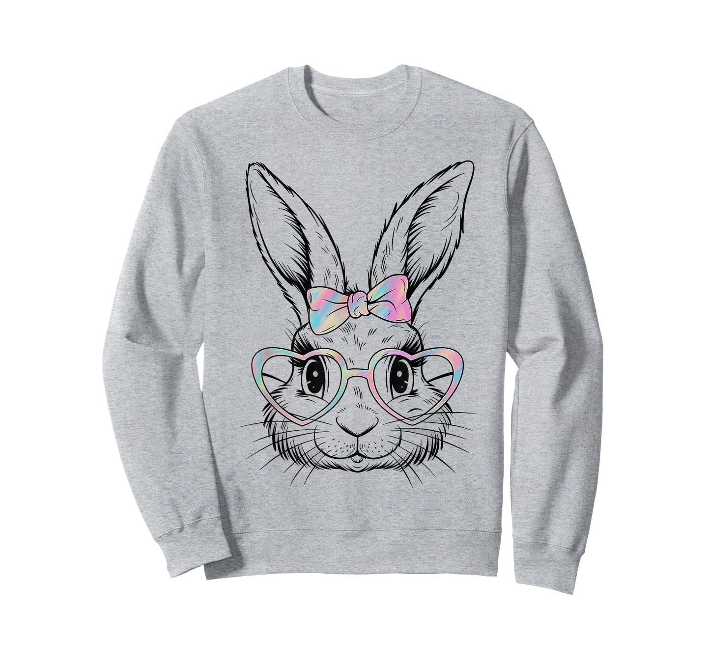 Bunny Rabbit Face Tie Dye Glasses Girl Happy Easter Day T-Shirt