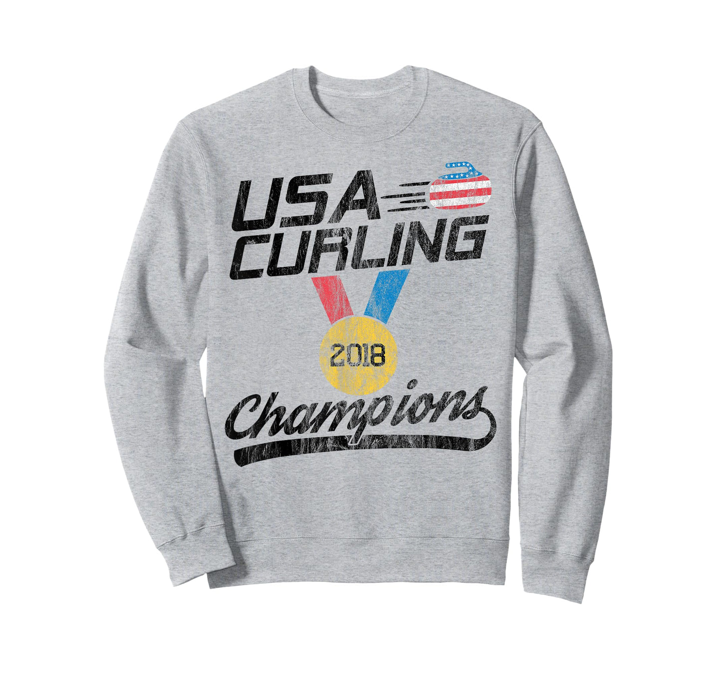 USA Red White and Blue Curling T Shirt 2018 Champion Tee T-Shirt