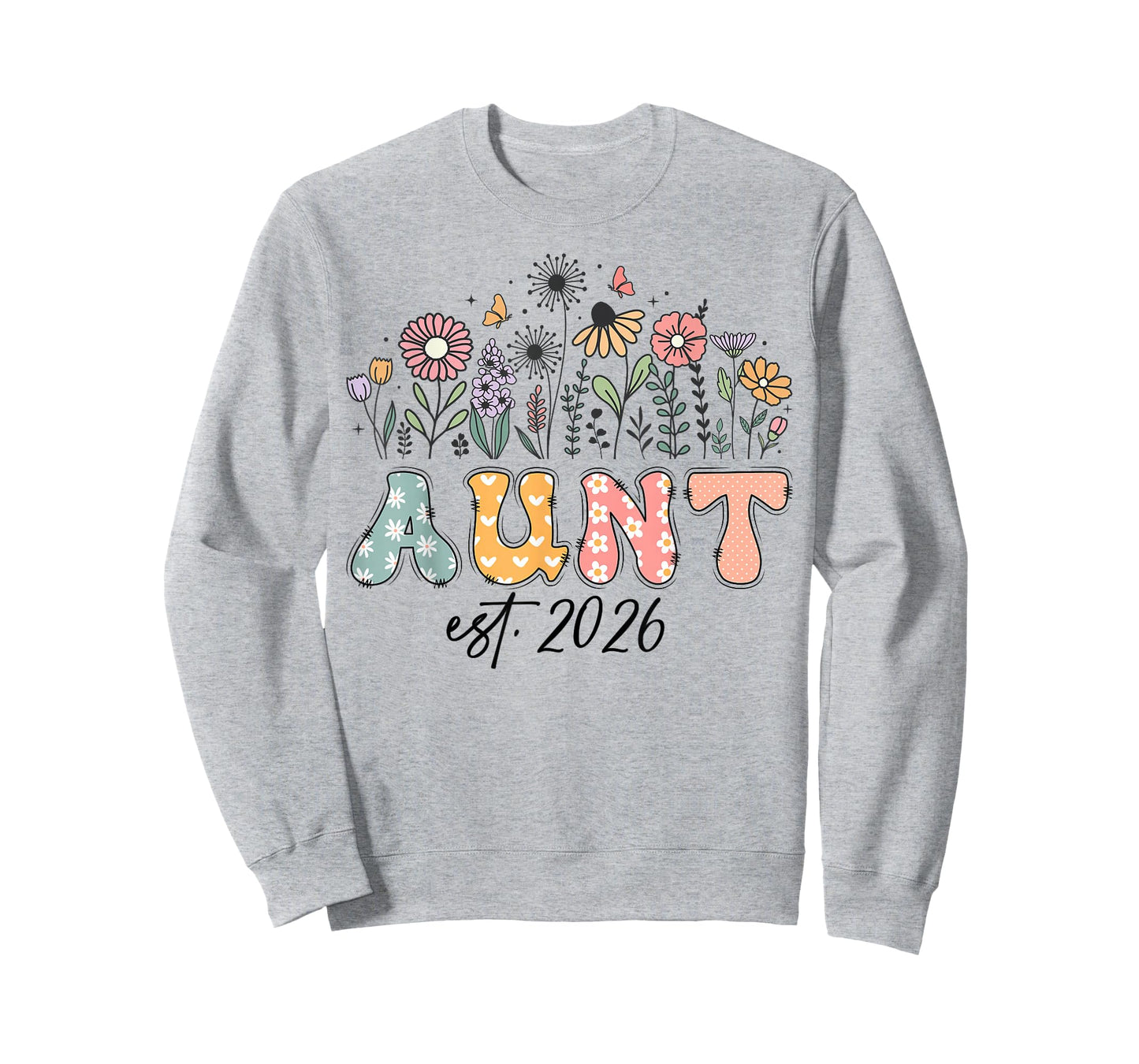 Promoted to Aunt Est. 2026 Wildflower Family Matching T-Shirt