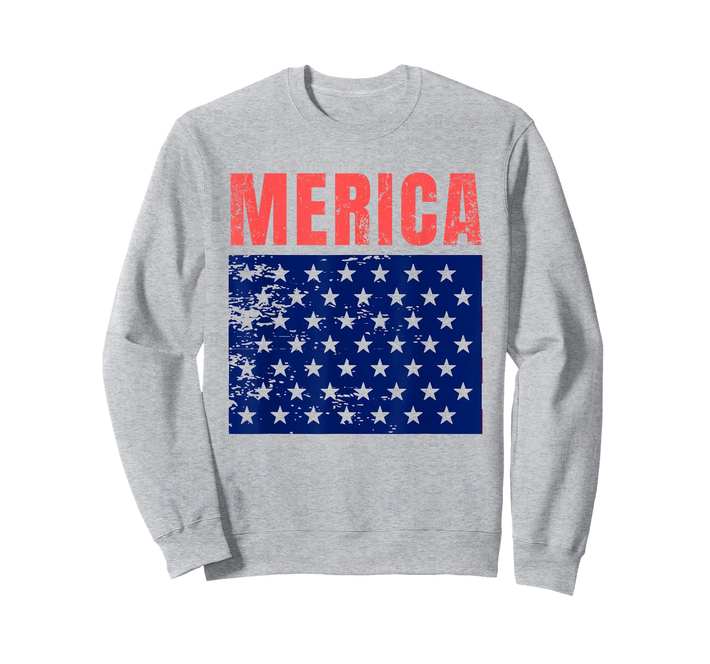 Merica Red Blue Distressed Stars Flag Patriotic American Women Men T-Shirt