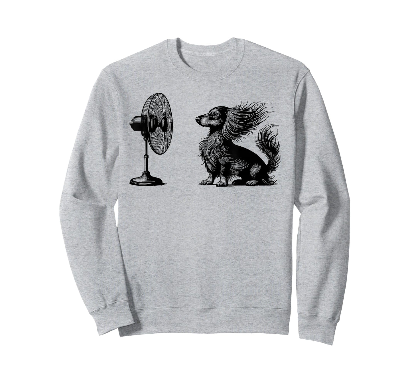 Funny Long haired Dachshund Dog with Fan Doxie Wiener Dog T-Shirt