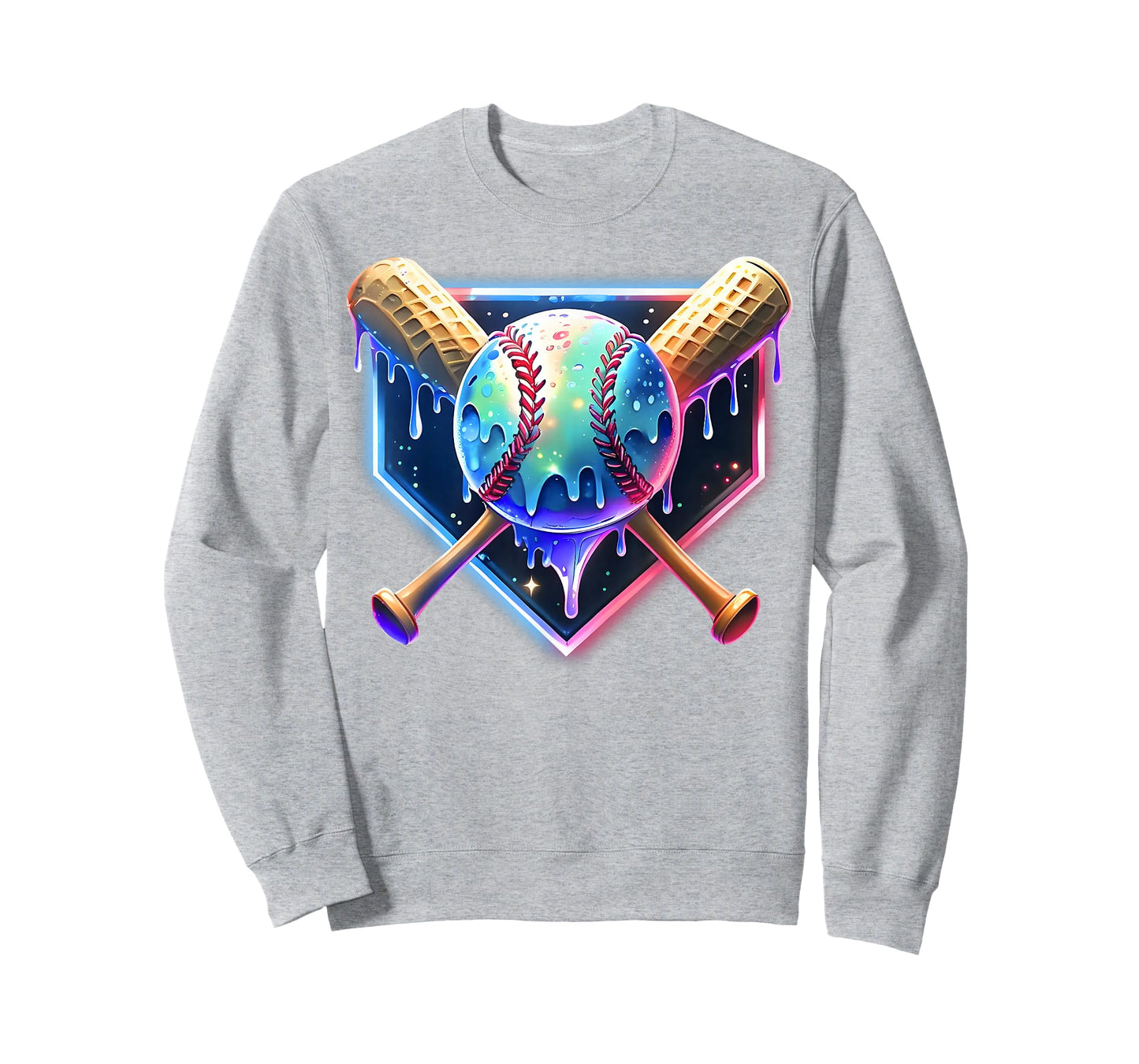 Baseball Drip for Boys Home Plate Ice Cream Drip Youth Sport T-Shirt