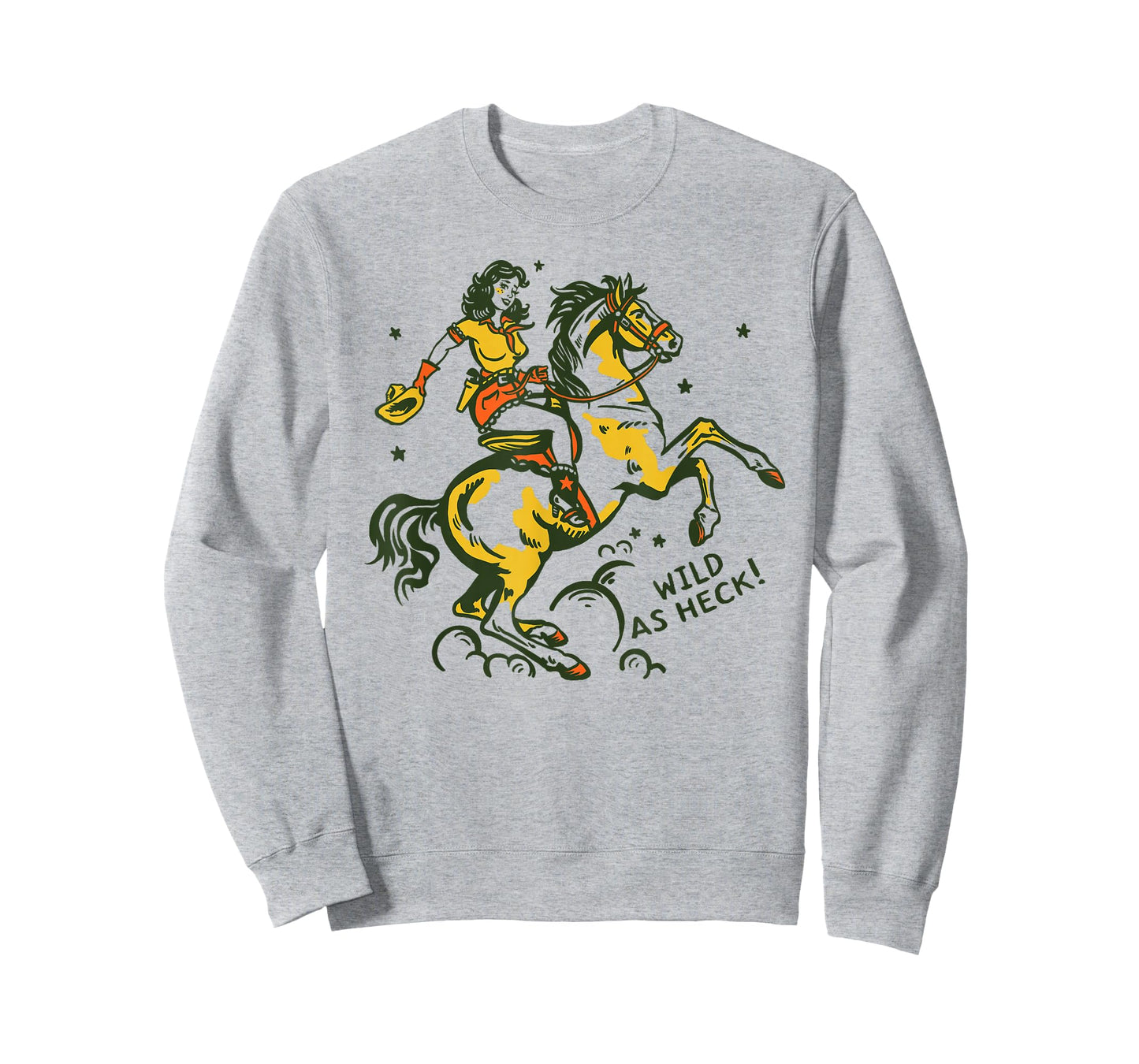 "Wild As Heck" Cute & Fun Retro Cowgirl Pinup Riding A Horse T-Shirt