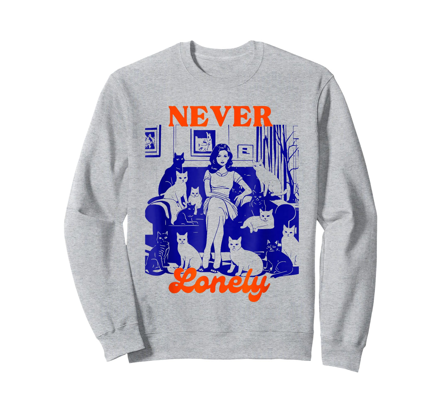 Never Lonely Cat Lover Humor Art T-Shirt