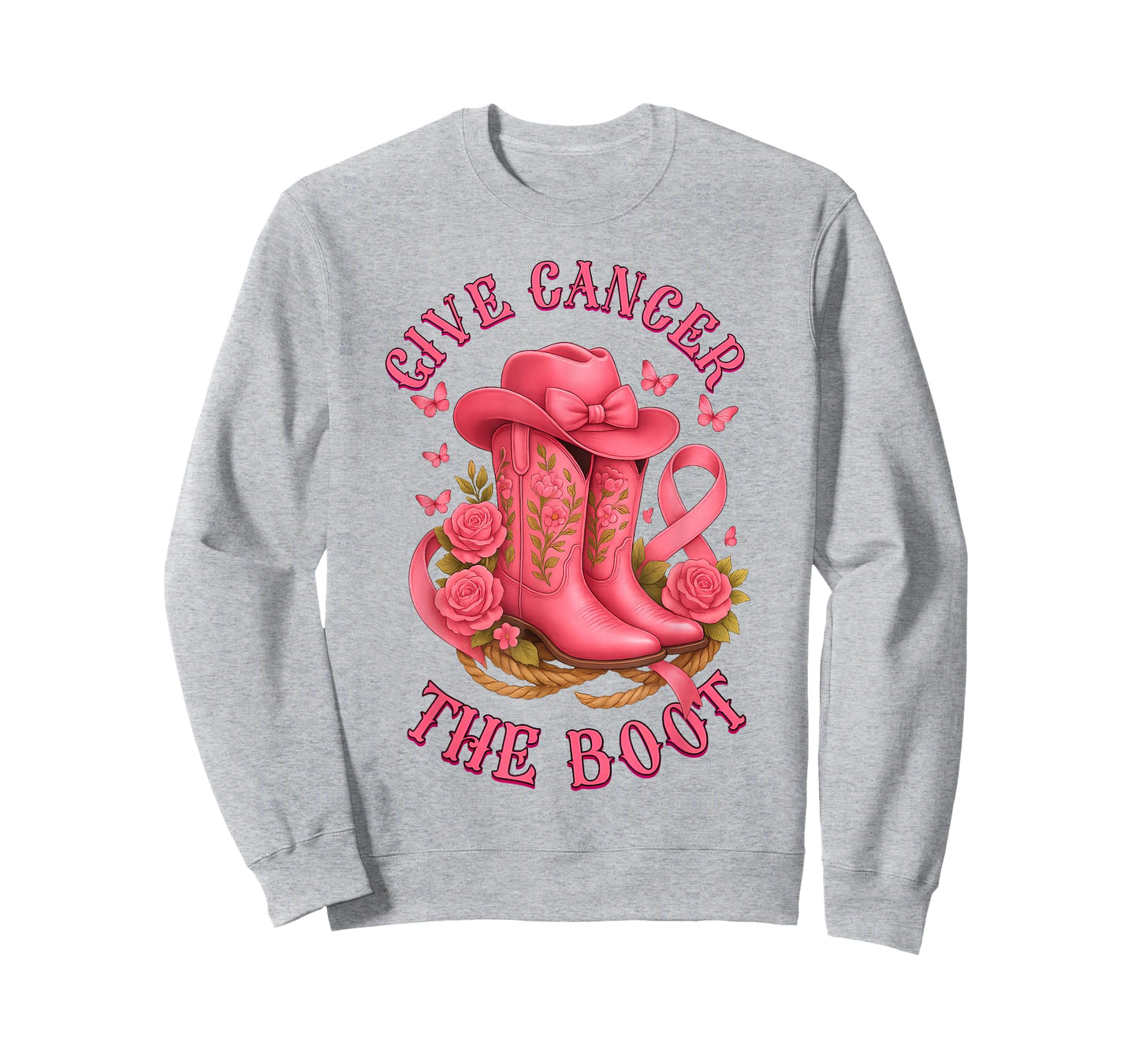 Give Breast Cancer Boot Cowgirl Bow Cancer Awareness Women T-Shirt