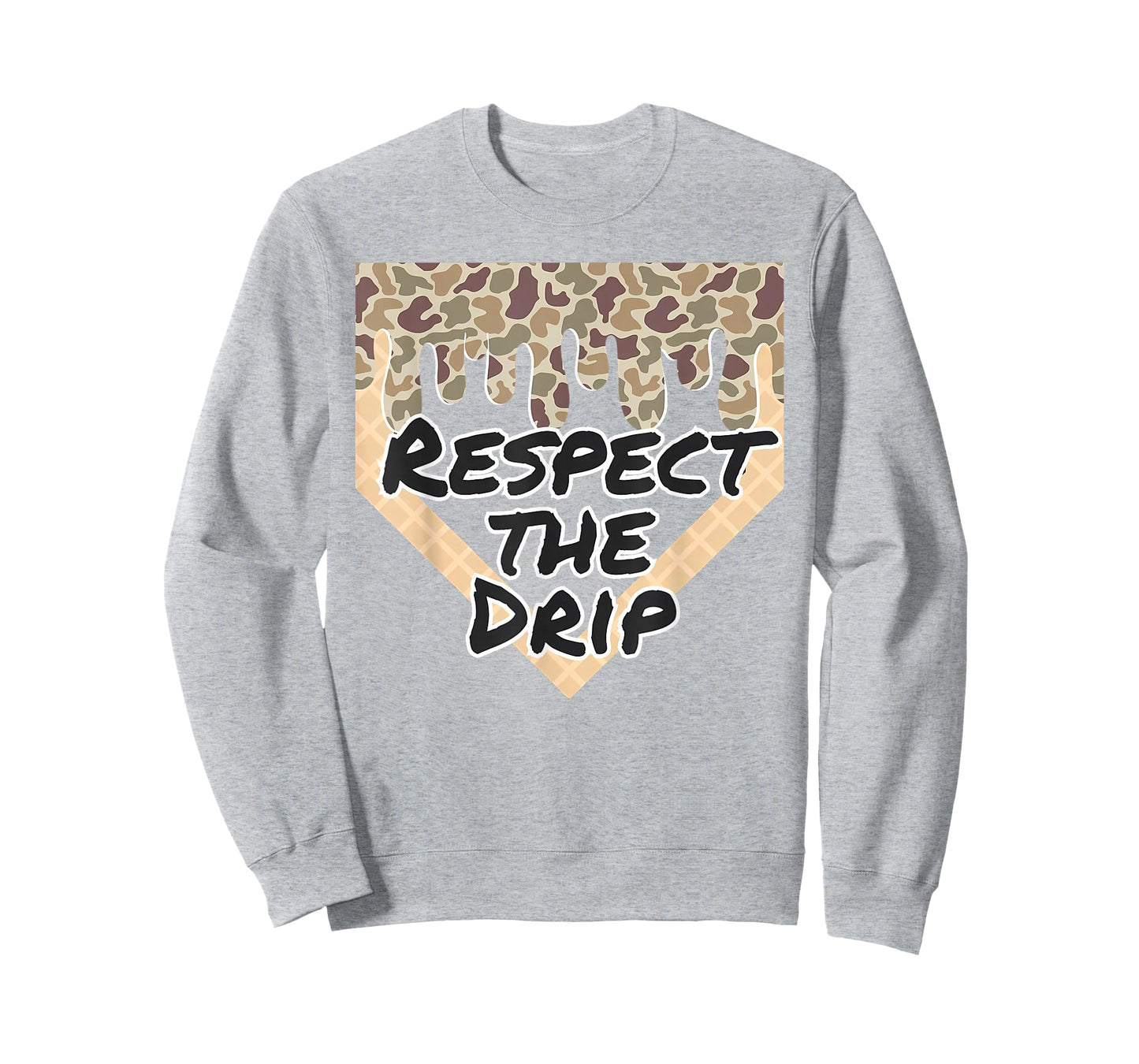 Respect The Drip Baseball Camo Home Plate Ice Cream Drip T-Shirt