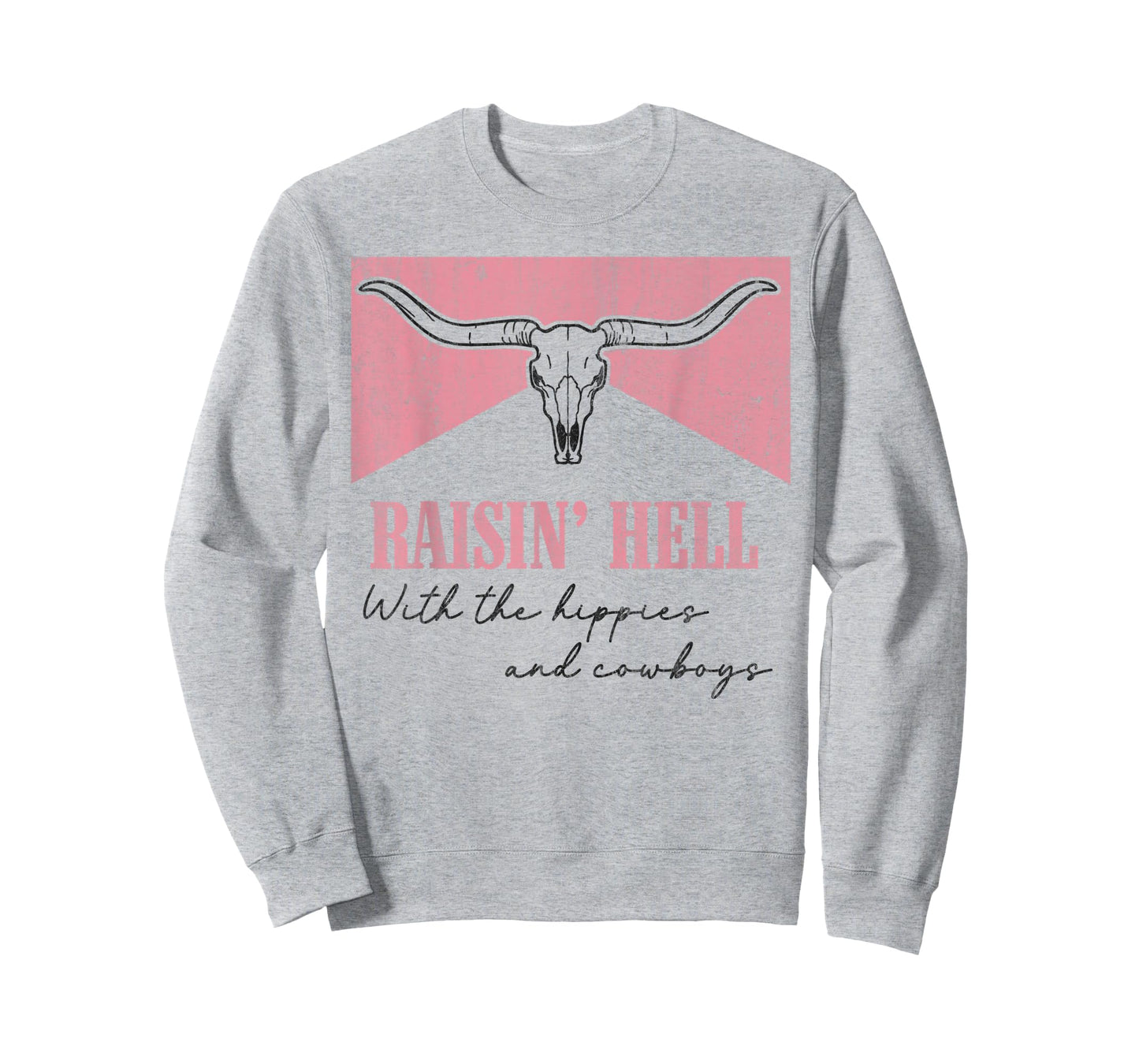 Vintage Raisin' Hell With The Hippies And Cowboys Bull Skull T-Shirt