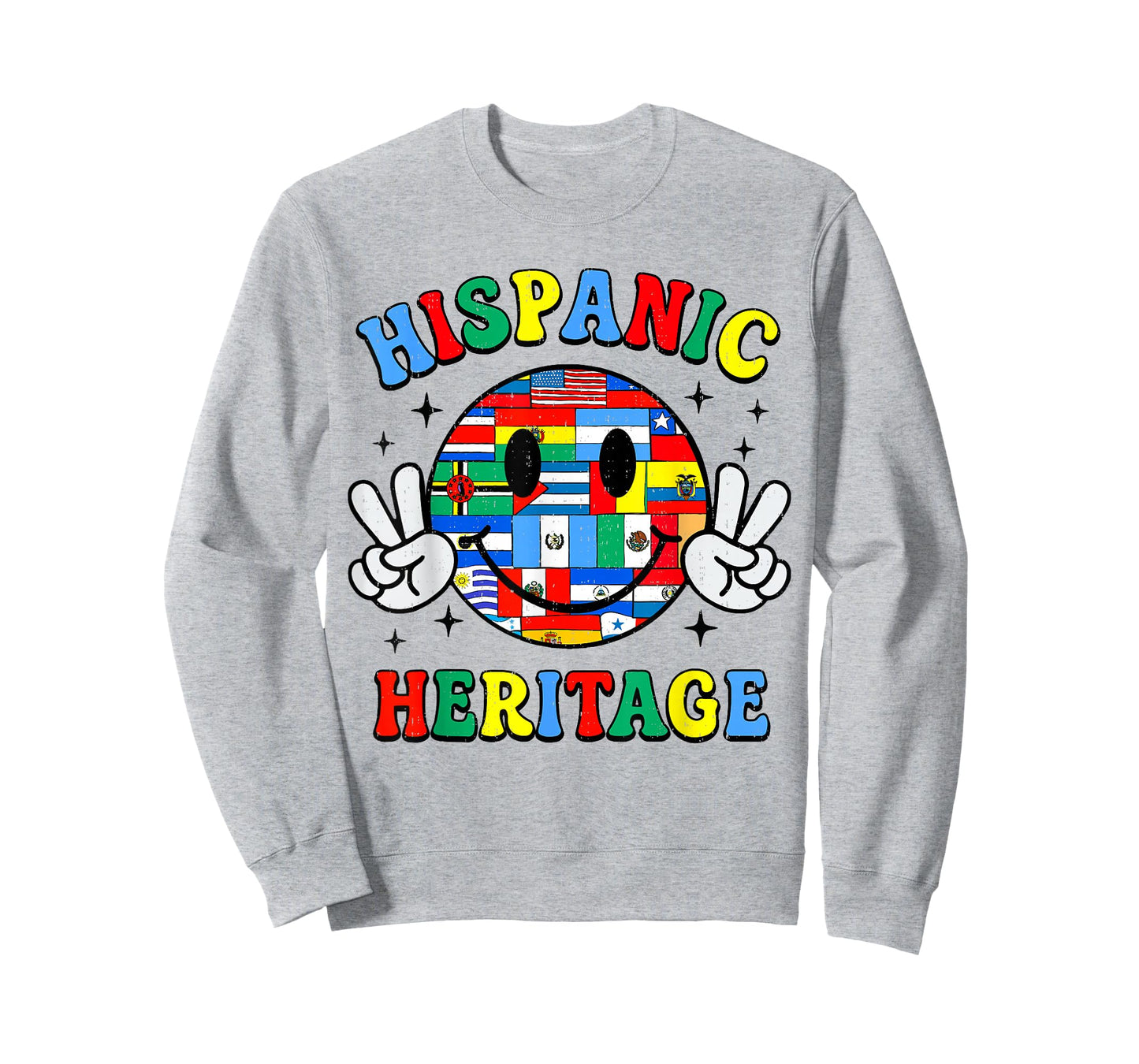 Hispanic Heritage Smile Face Latino Countries Flags Girl Kid T-Shirt