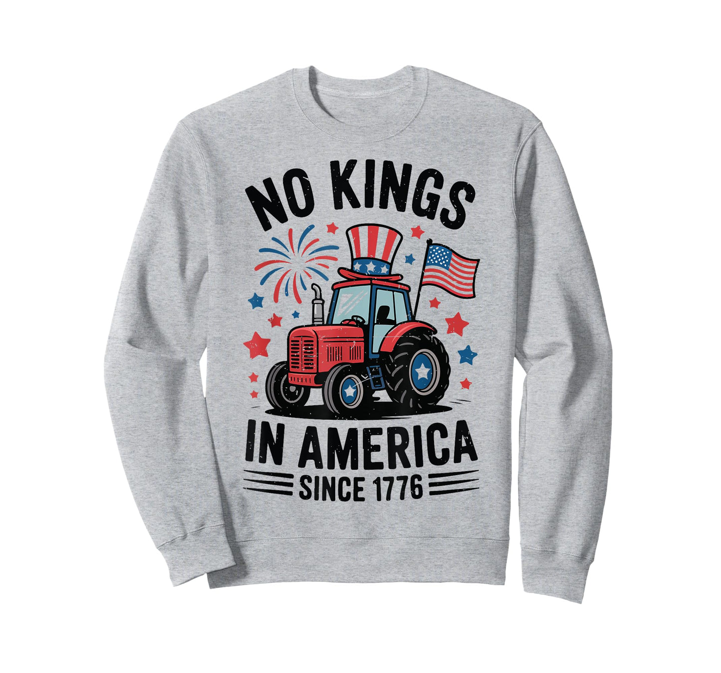 Toddler No Kings In America Flag 4th July Tractor Patriotic T-Shirt