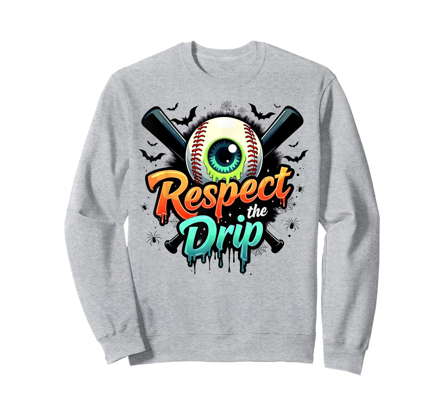 Respect The Drip Baseball Bats Halloween Drippy Skull Eye T-Shirt