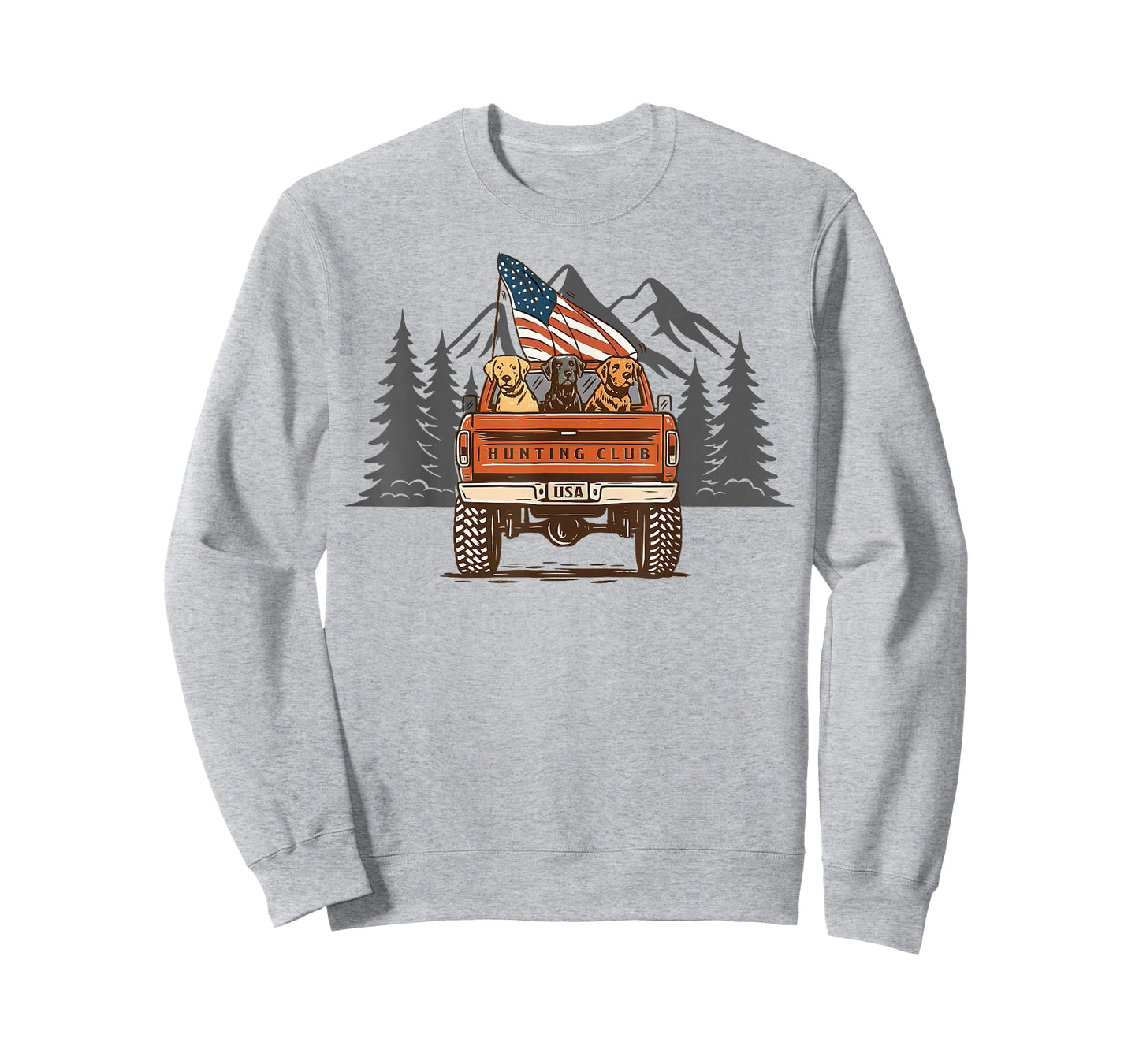 Hunting Club Truck Dogs American Flag Hello Hunting Season T-Shirt
