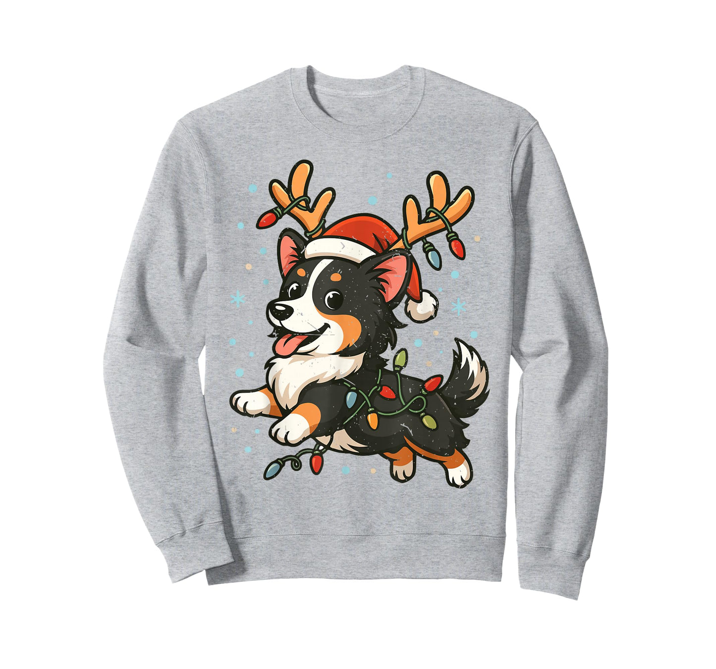Funny Reindeer Tri Color Corgi Christmas Pajama Costume Pjs T-Shirt