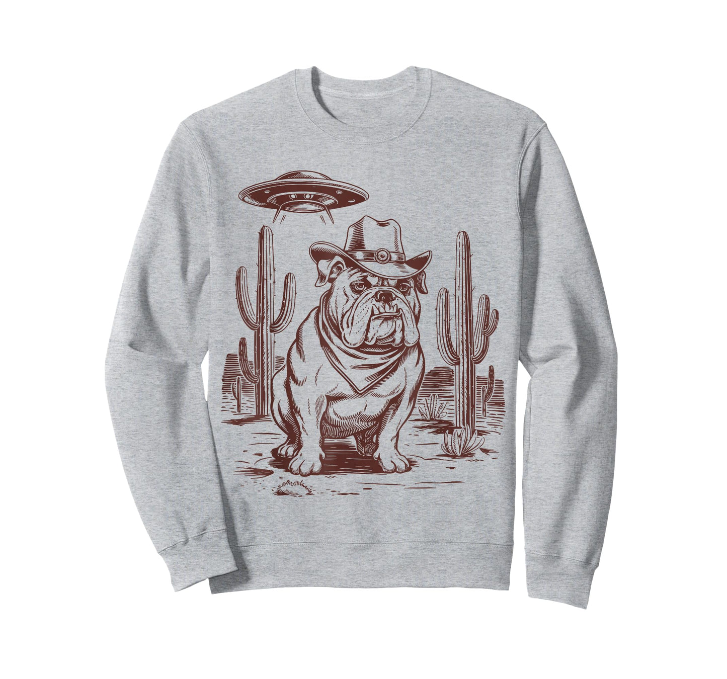 Bulldog UFO Western Vintage Alien 90s Retro Cowboy T-Shirt