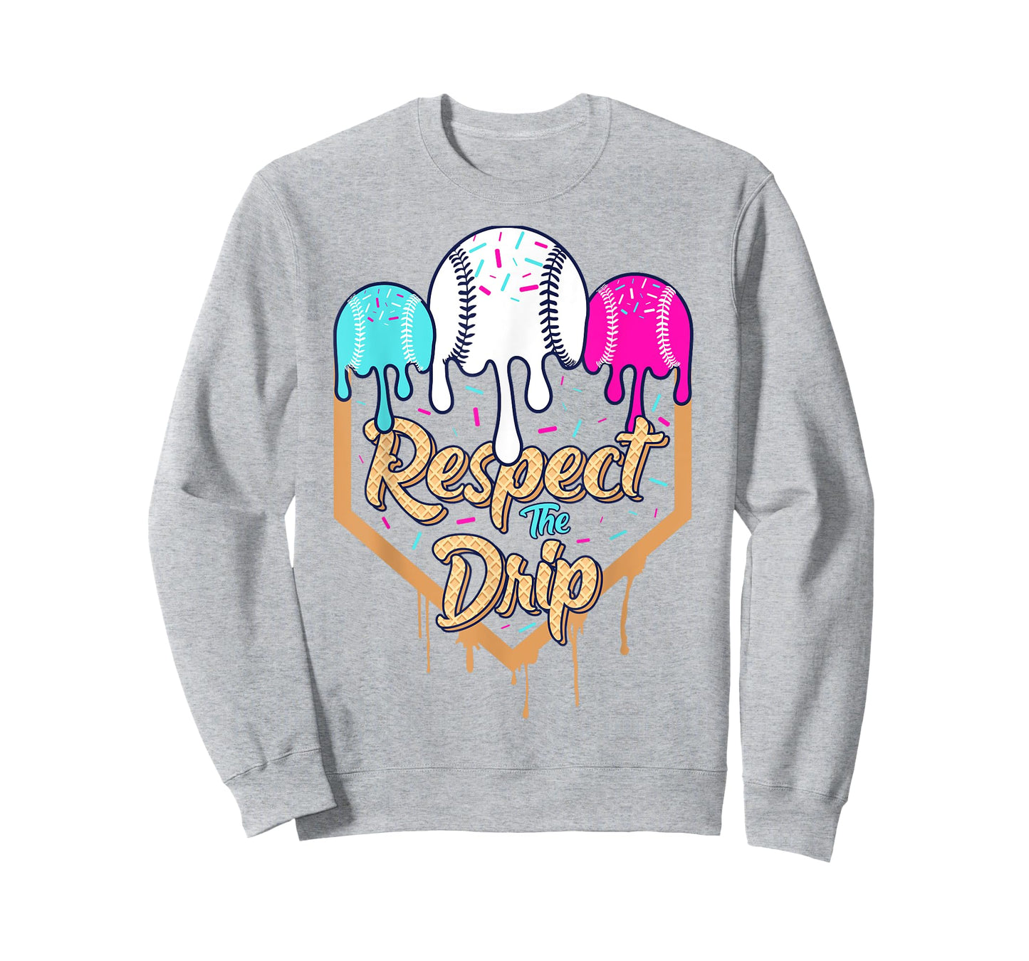Baseball Drip Boys Ice Cream Waffle Home Plate Respect Drip T-Shirt