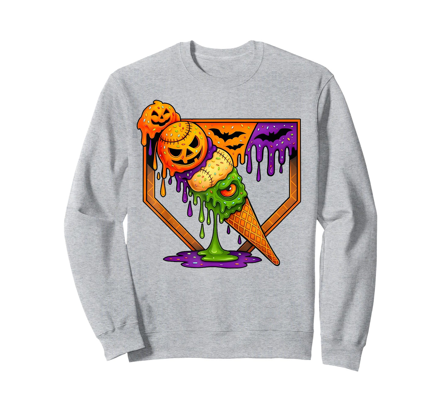 Baseball Home Plate Ice Cream Drip Halloween Men Boys Youth T-Shirt