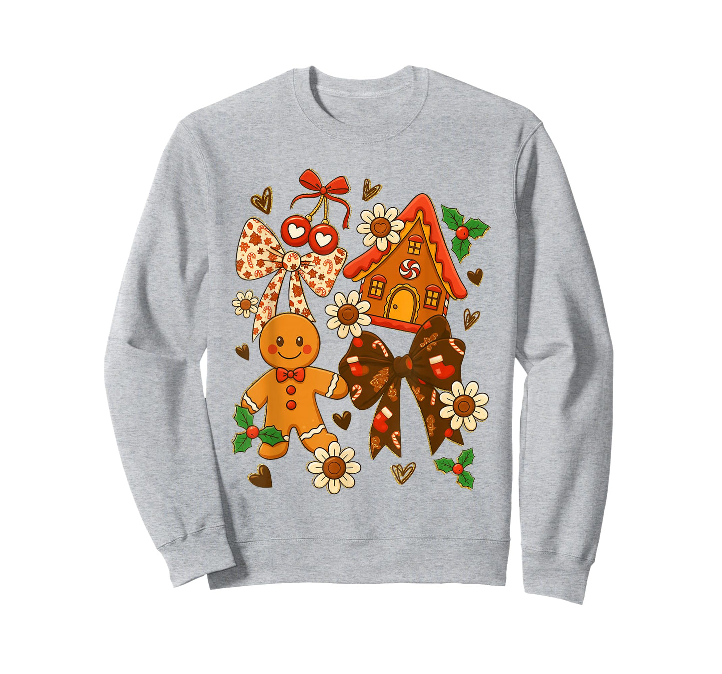 Cute Coquette Bow Gingerbread House Cookie Christmas Holiday T-Shirt