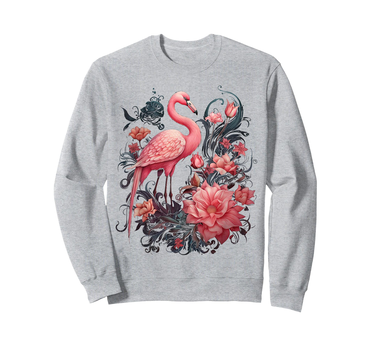 Flamingo and Flowers Floral Flamingos pink T-Shirt