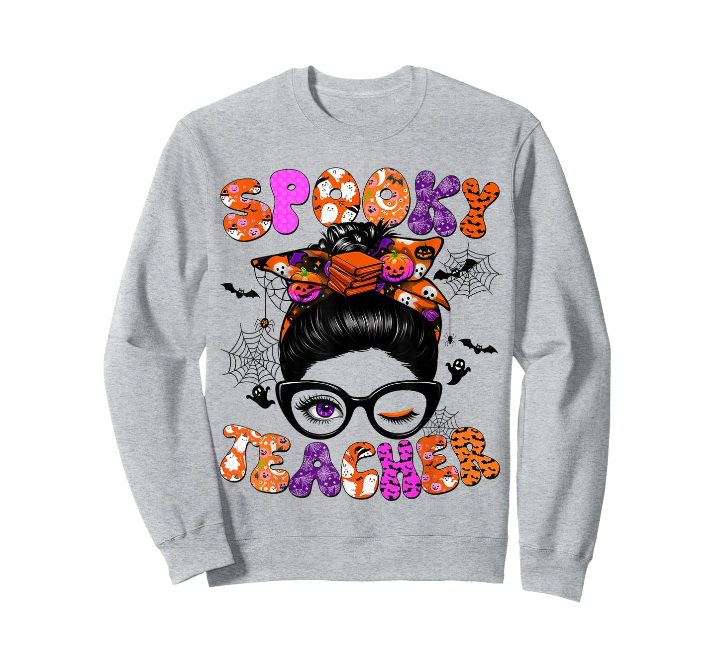 Spooky Teacher Messy Bun Coquette Halloween Costumes Women T-Shirt