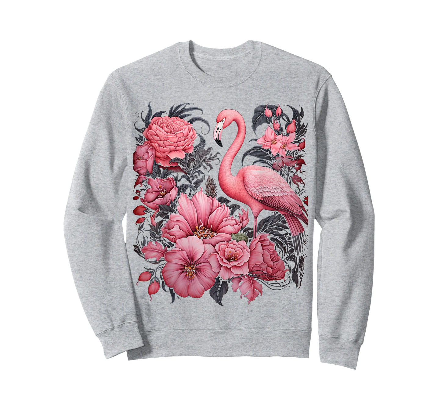 Flamingo and Flowers Floral Flamingos pink T-Shirt