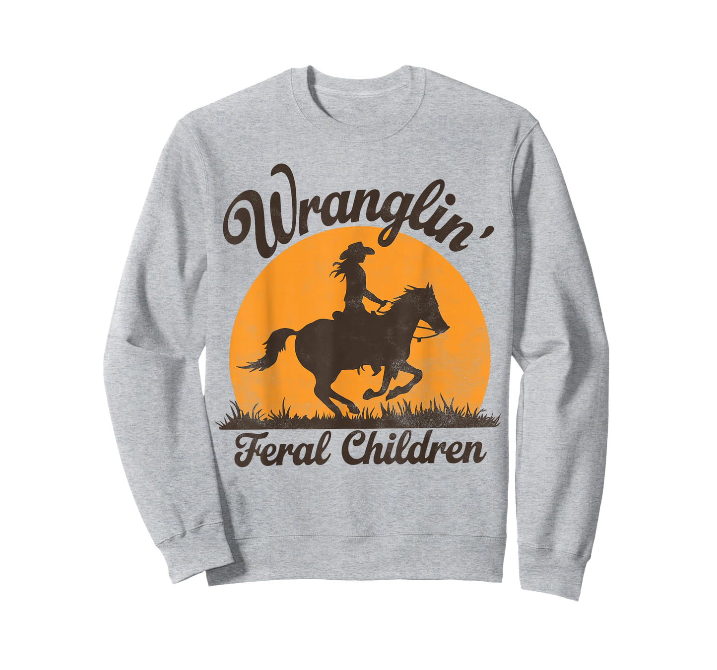 Wranglin Feral Children Retro Cowgirl 90s Western Funny Mom T-Shirt