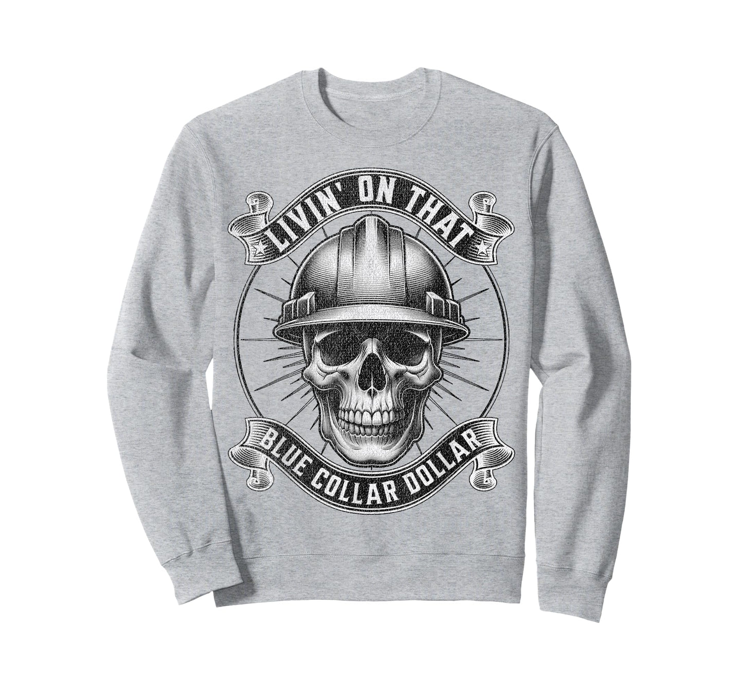 Livin' On That Blue Collar Dollar Vintage Skull T-Shirt