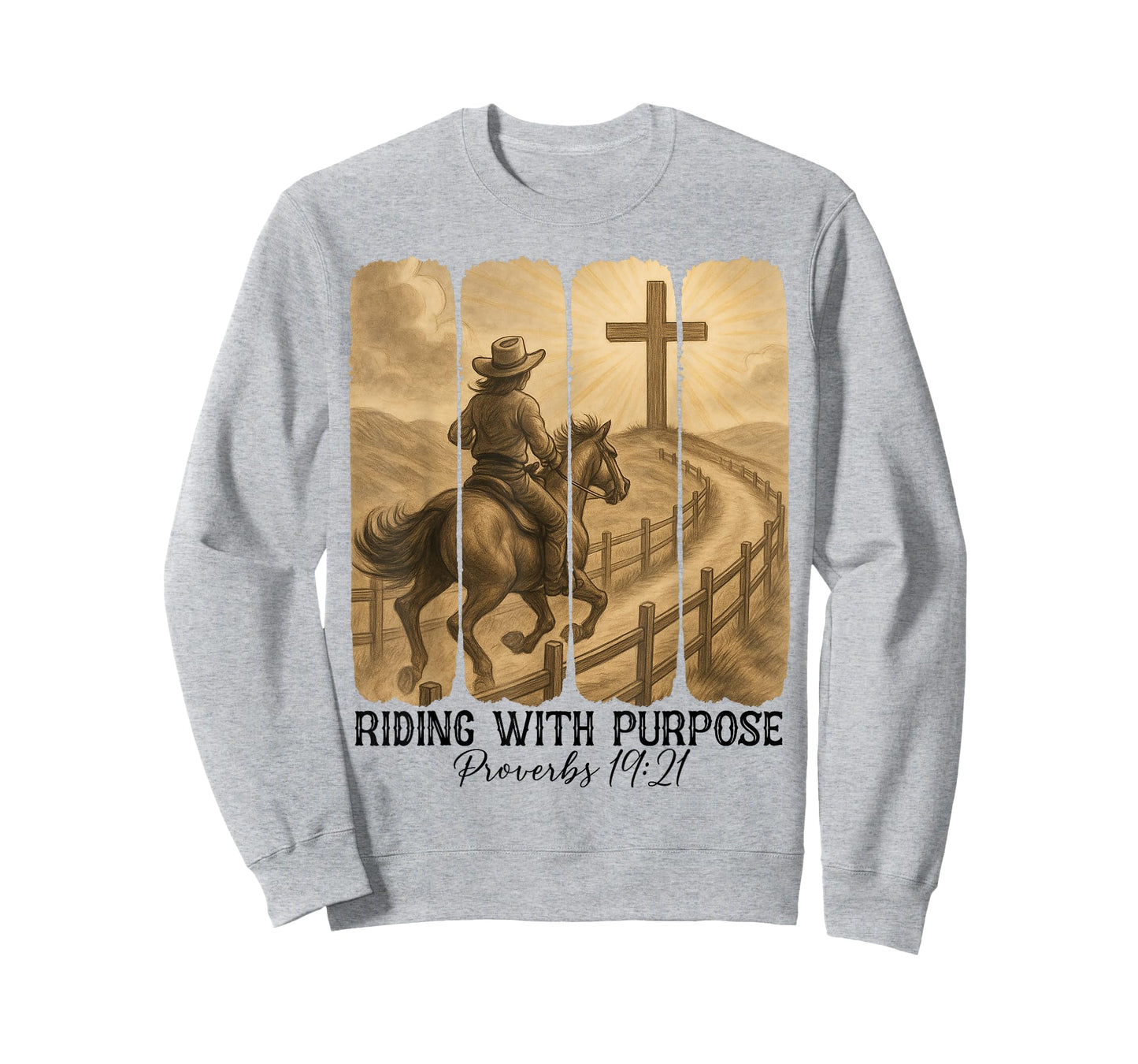 Christian Religious Riding With Purpose Western Cowboy Faith T-Shirt
