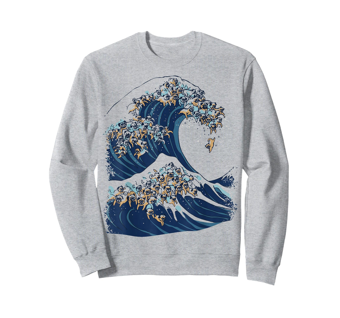 The Great Wave of Pugs Funny T- Shirt by Huebucket T-Shirt