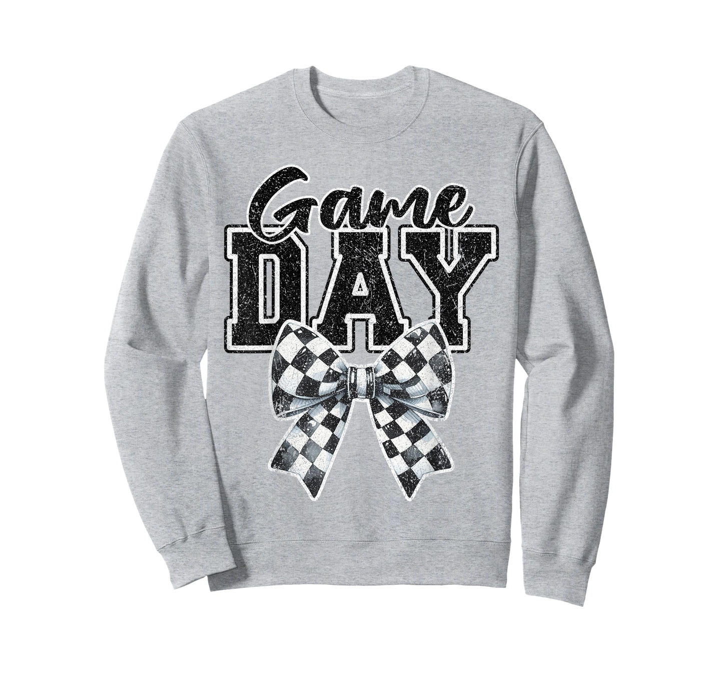 Retro Croquette Bow Black White Checkered Football Game Day T-Shirt